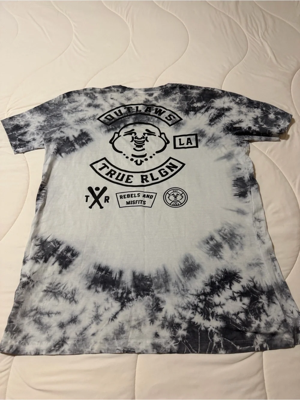 True Religion Black & White Tie-Dye 'TRUE RLGN' Graphic Tee